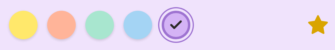 Sticki.ly’s five paper colors with lilac chosen, and a gold star