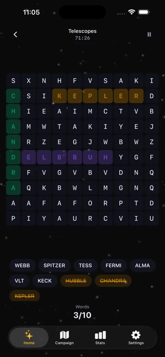 A puzzle in the Deep Space theme